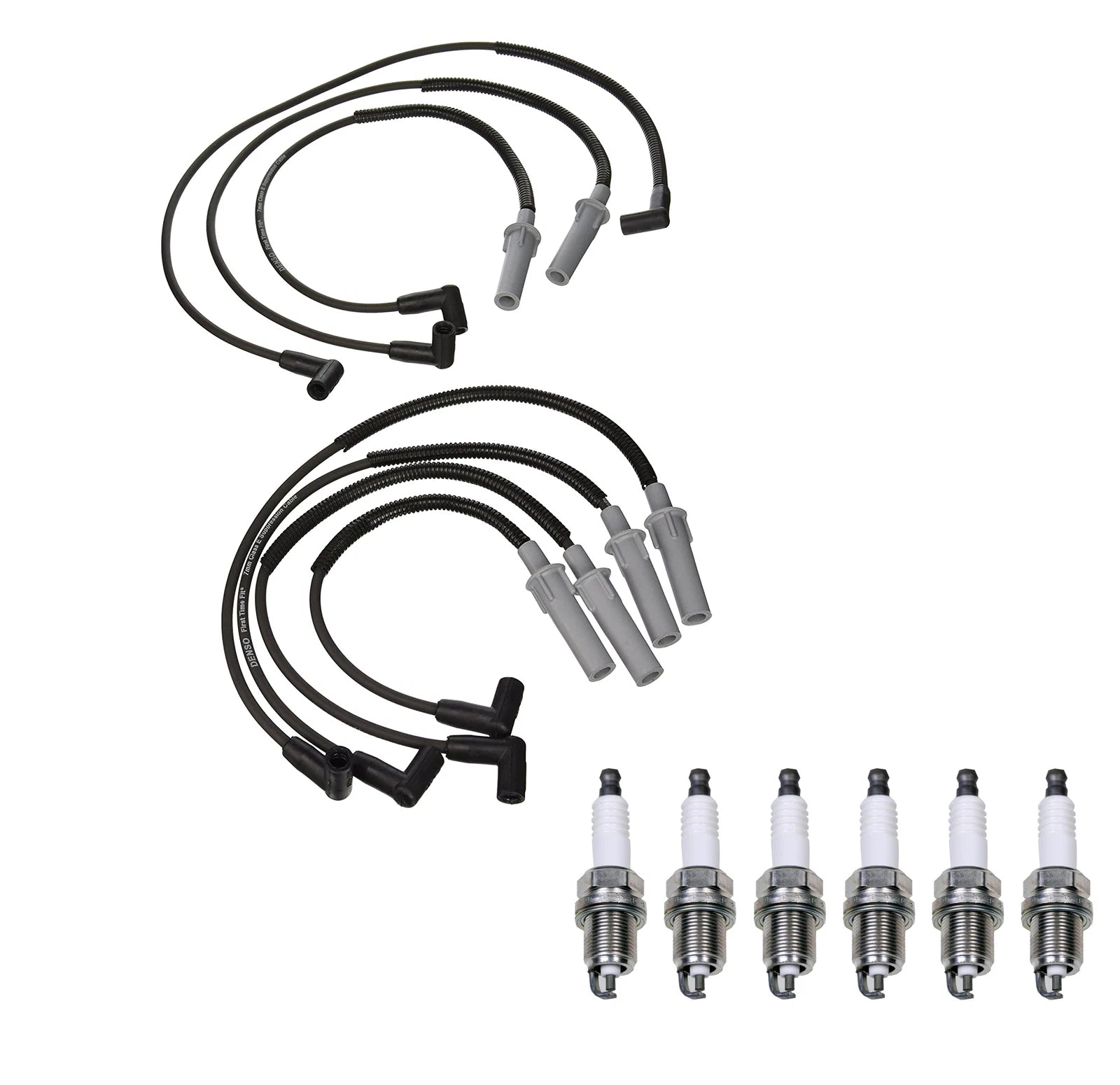 Denso 7mm Wire Set & 6 U-Groove Spark Plugs Kit for Dodge 3.9 V6 (1990–1998)