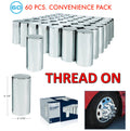 Chrome Cylinder Lug Nut Covers Thread-On for 33mm Toyota Wheels (60-Pack)