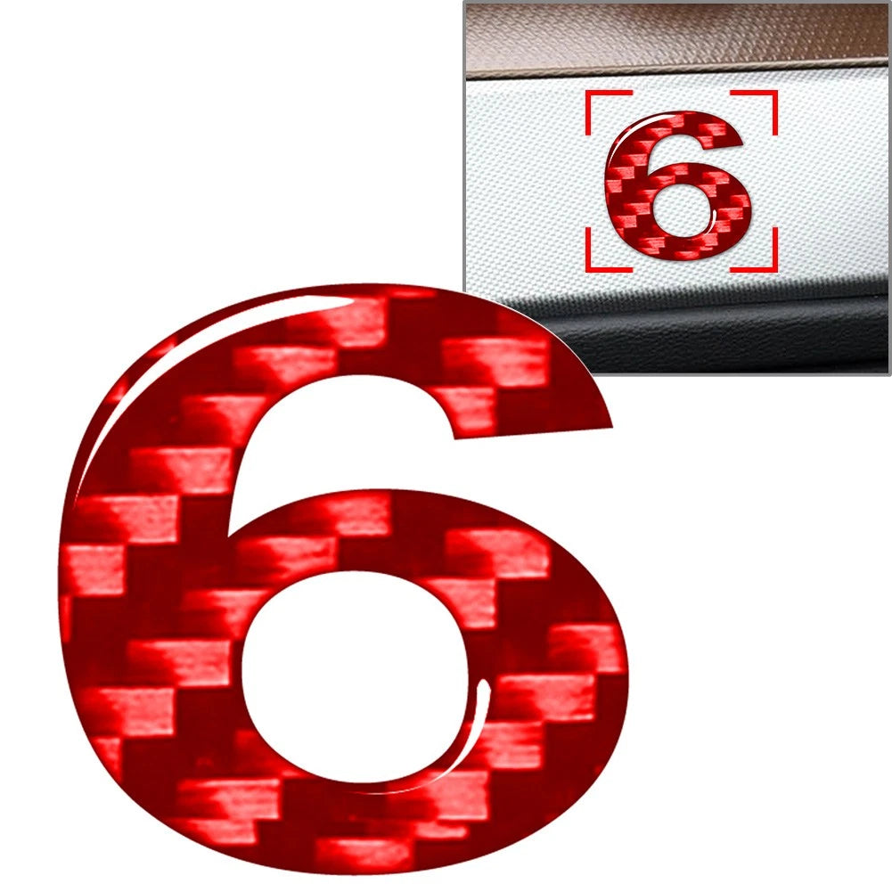 Car Badge Emblem Number Sign Decal Sticker Carbon Red #6 for