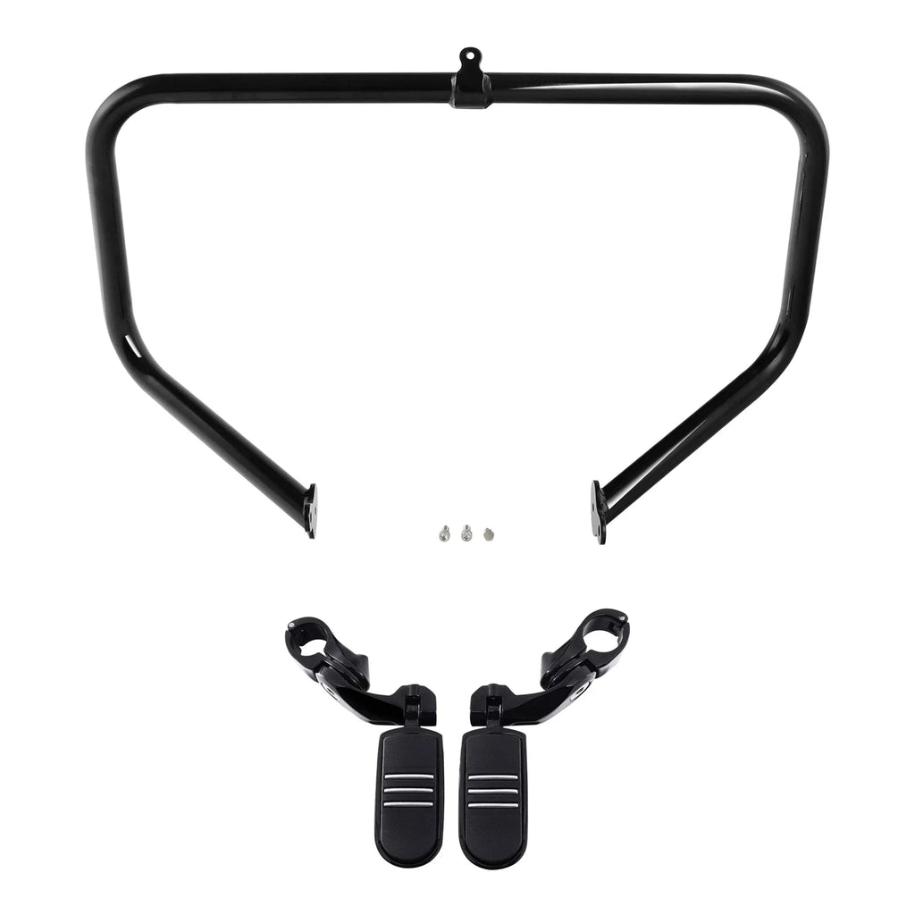 Black Highway Engine Guard Crash Bar Foot Pegs for Harley Road Glide (09-24)