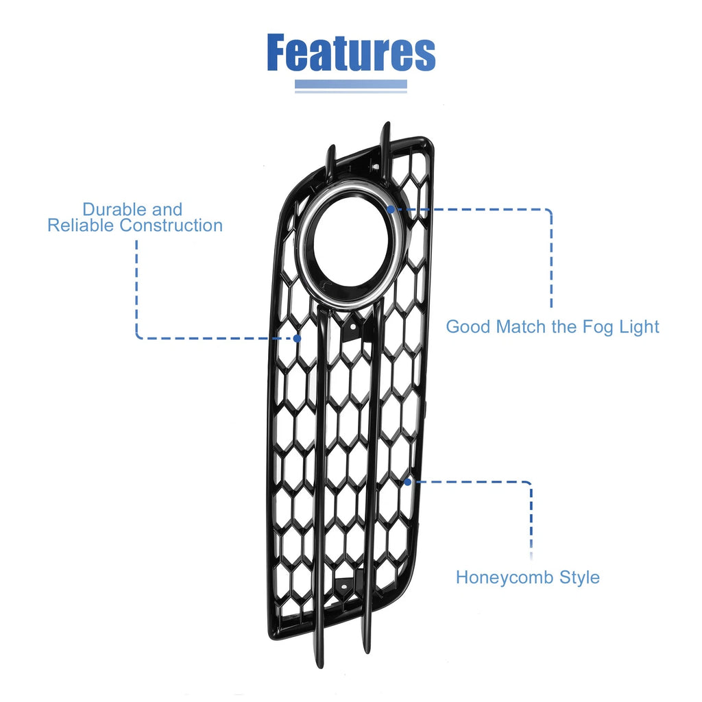Pair Front Fog Light Grille Cover for Audi A4 B8 S-Line S4 (2008–2012)