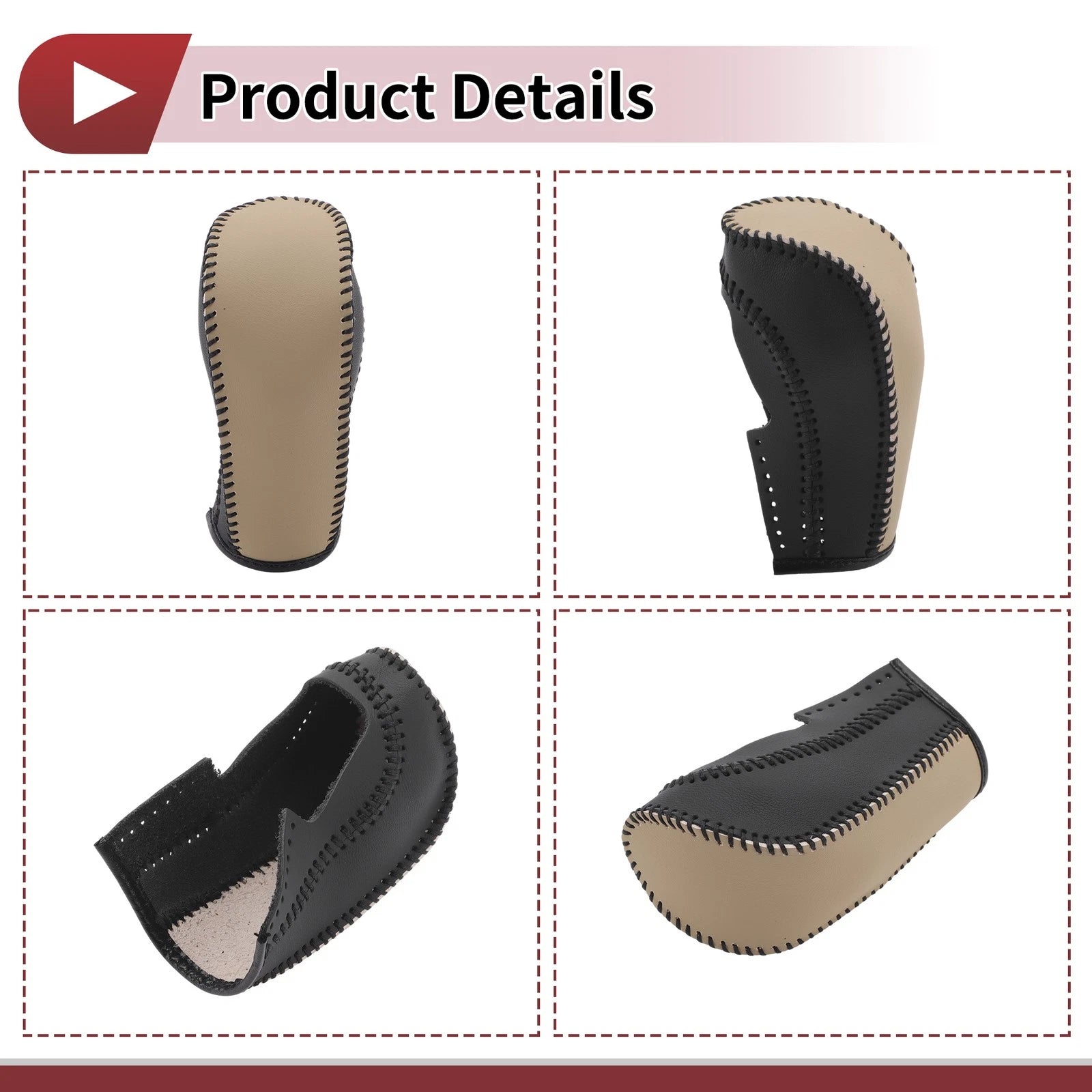 1Pc Gear Shift Knob Cover for Ford Fiesta (2011–2019) Beige Faux Leather