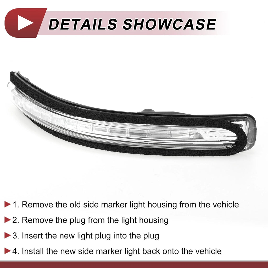 Mirror Turn Signal Light for KIA Rio Pride (2012–2016) No. 876241W000 Right Black Clear
