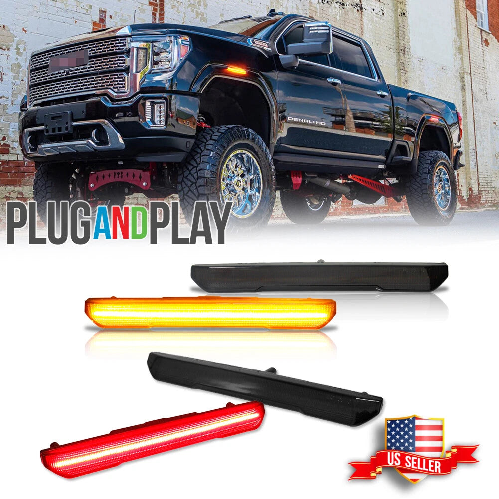 Smoked LED Side Marker Lights for GMC Sierra 2500 3500 (2020–2024)