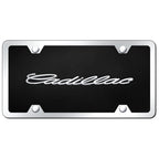 Chrome on Black Acrylic License Plate Kit - Officially Licensed for Cadillac