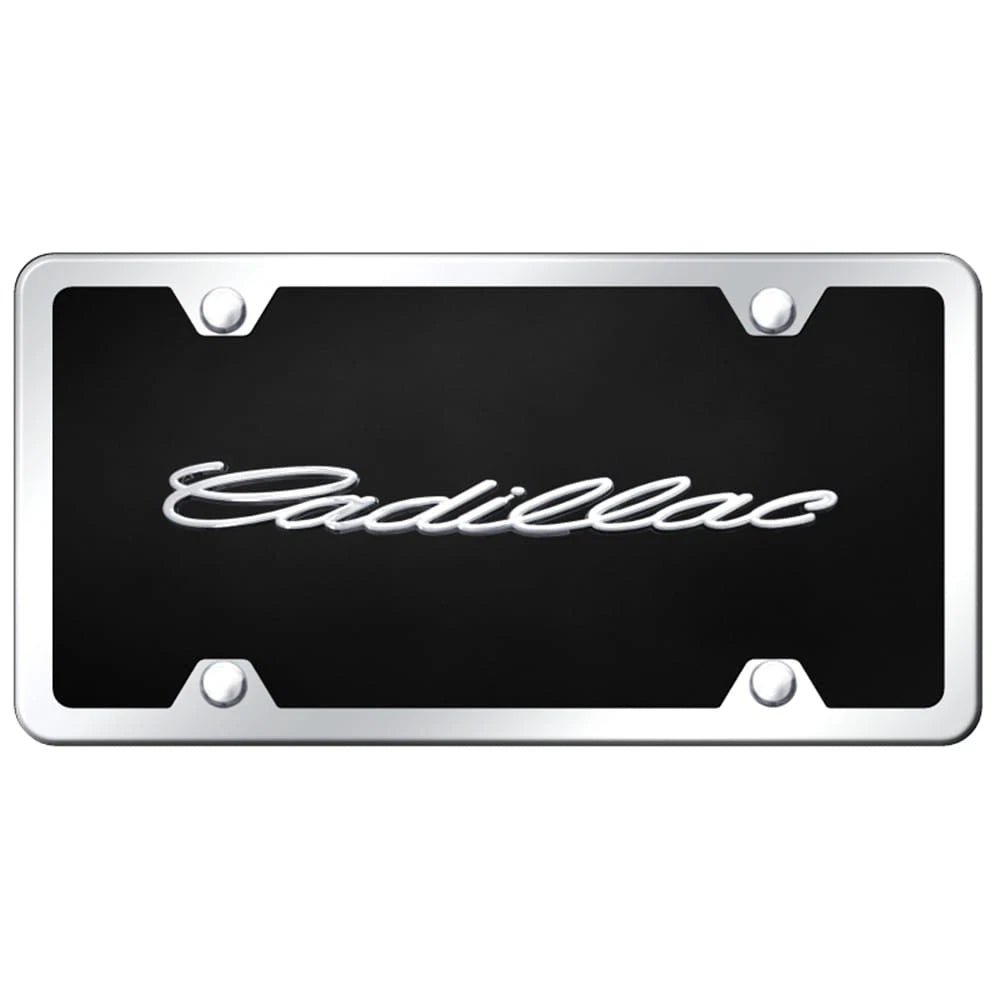 Chrome on Black Acrylic License Plate Kit - Officially Licensed for Cadillac