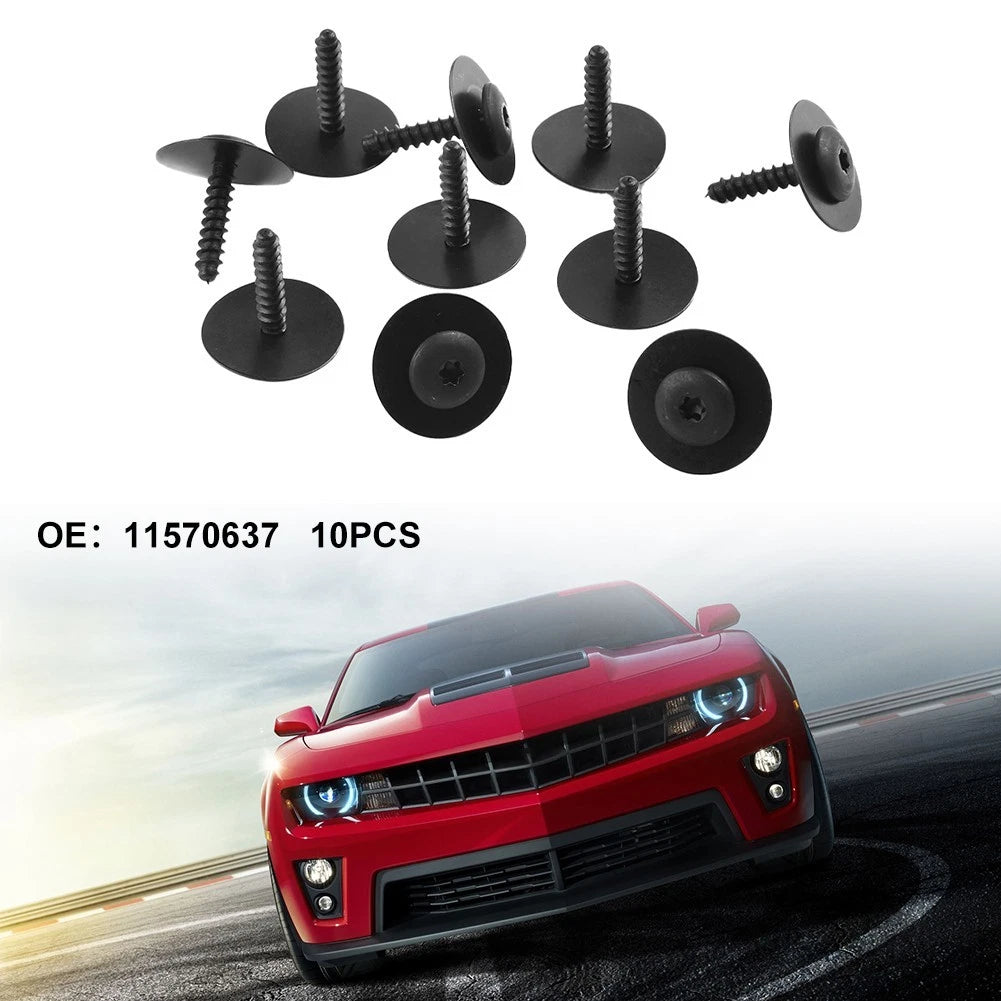 10pcs Black Screws 11570637 #8 for Buick (2008–2021) Plum Pot Head Liner Bolts