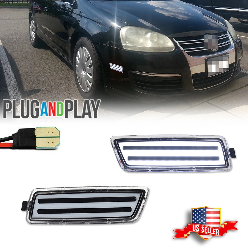 Set of 2 White LED Front Side Marker Lights for VW MK5 Golf GTI (2006–2009)