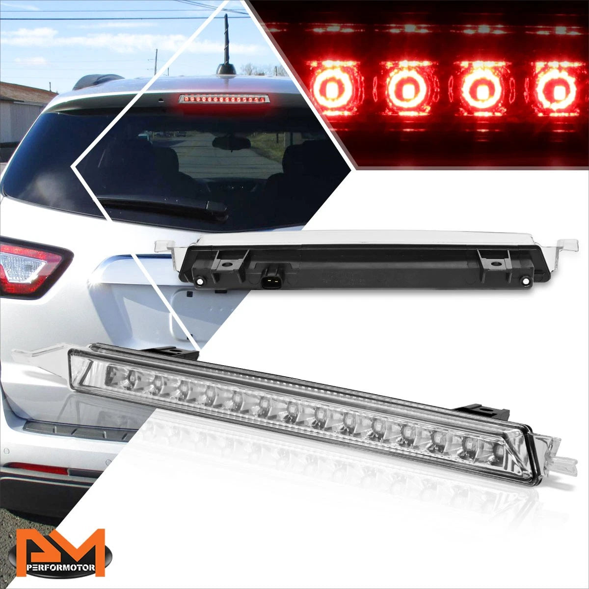 LED 3rd Tail Brake Light Stop Lamp Chrome for Chevy Traverse/GMC Acadia (2009–2017)