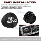 Fire Missile Cigarette Lighter Plug Button Decor Trim for Black Aluminum (---)