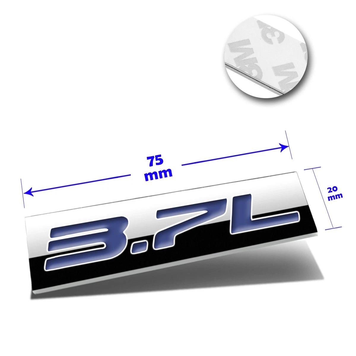 3D Polished Metal Blue Decal Emblem for Ford/Infiniti/Lincoln/Nissan (3.7L)