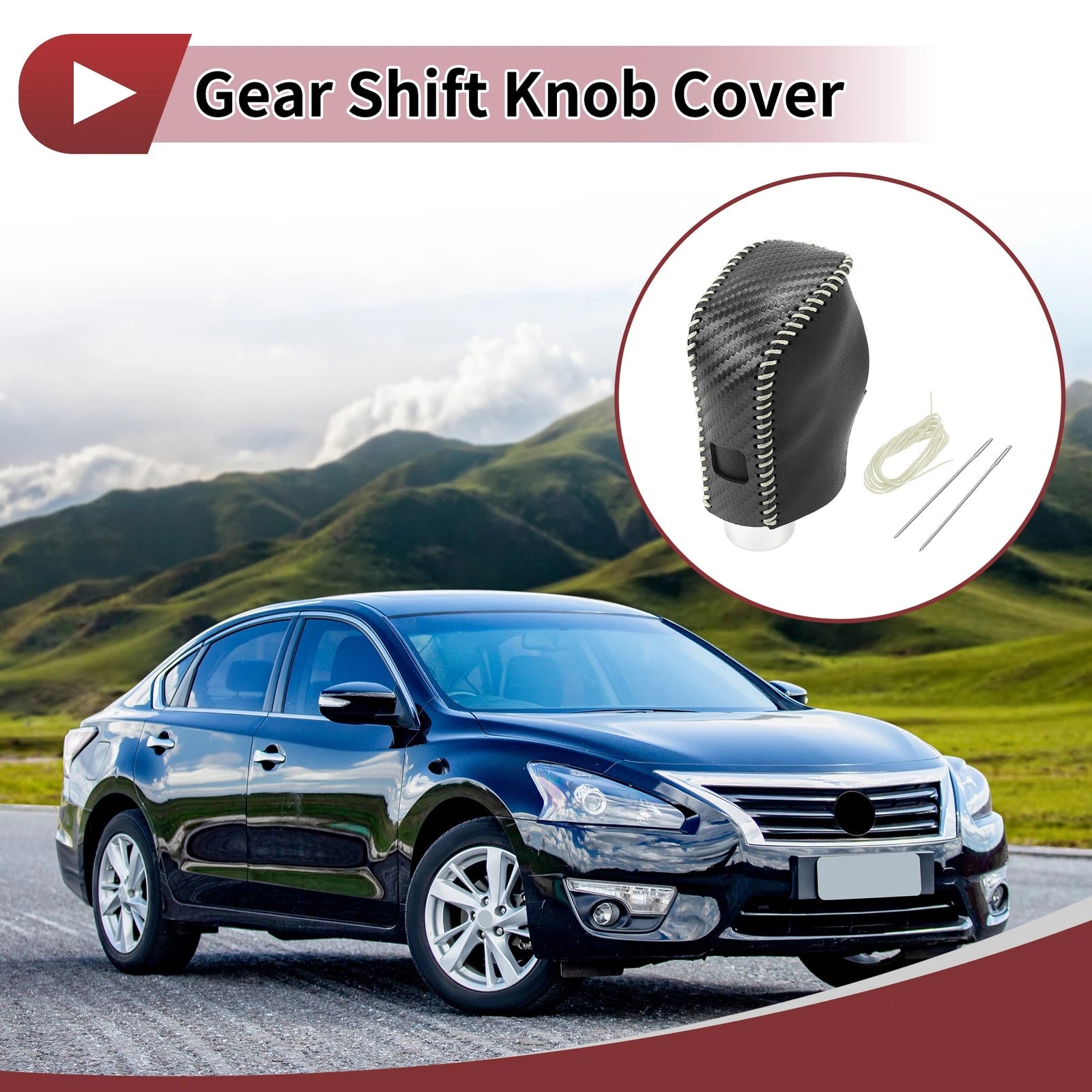Gear Shift Knob Cover for Nissan Altima (2019–2024) Black Carbon Fiber