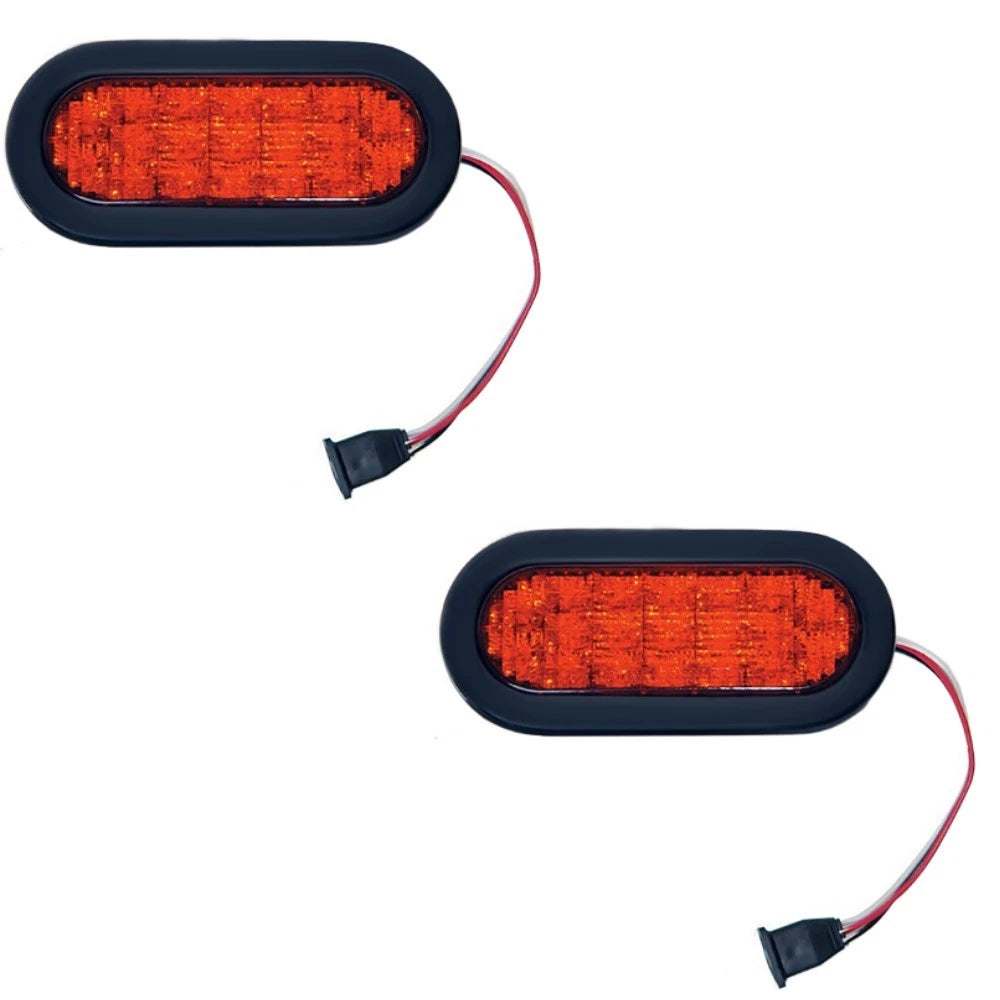 2X 6" Oval 10 LED Tail Light Grommet Mount for Truck Trailer RV Camper