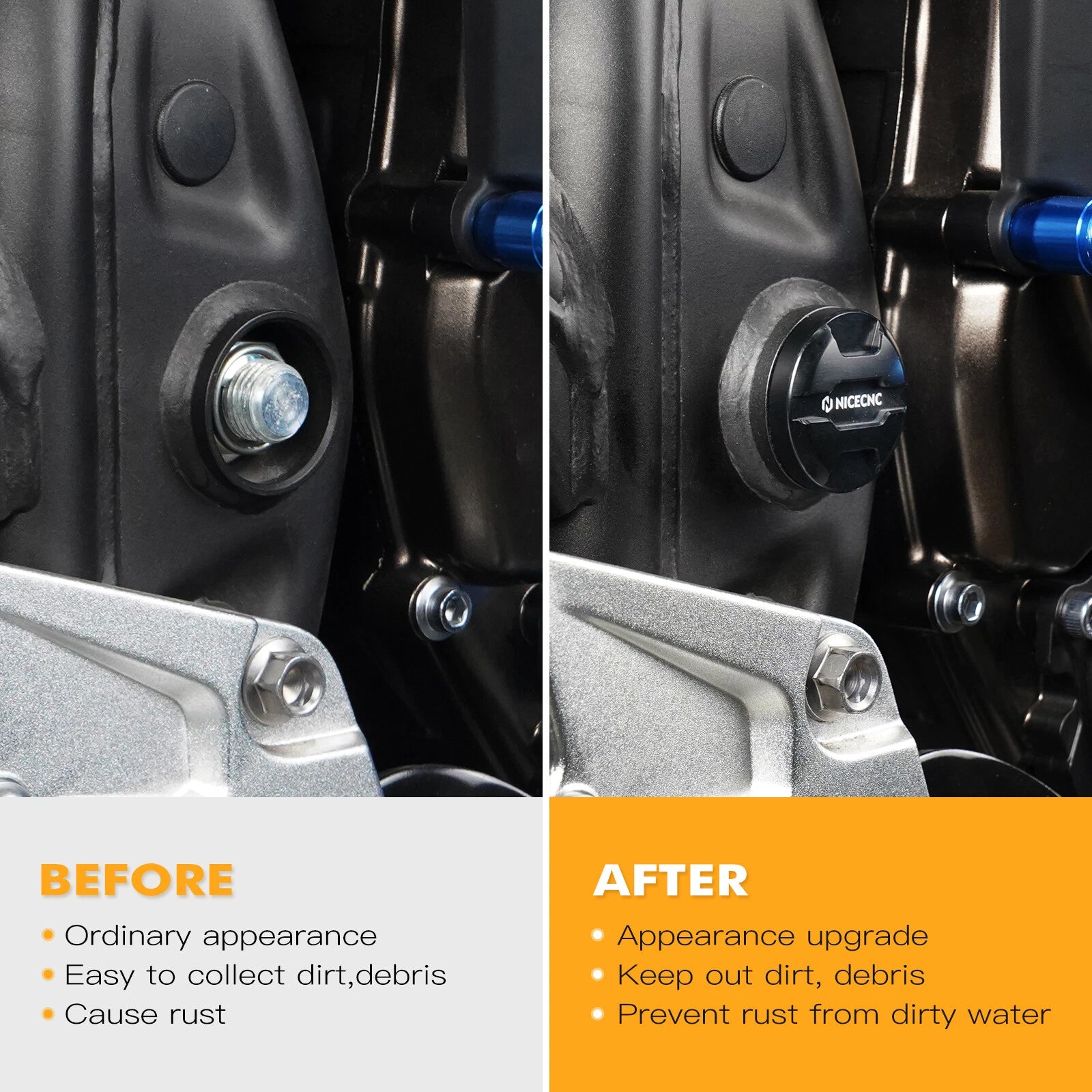 Pair Frame Hole Insert Covers for Yamaha Tenere 700 XTZ07 (2019–2024)