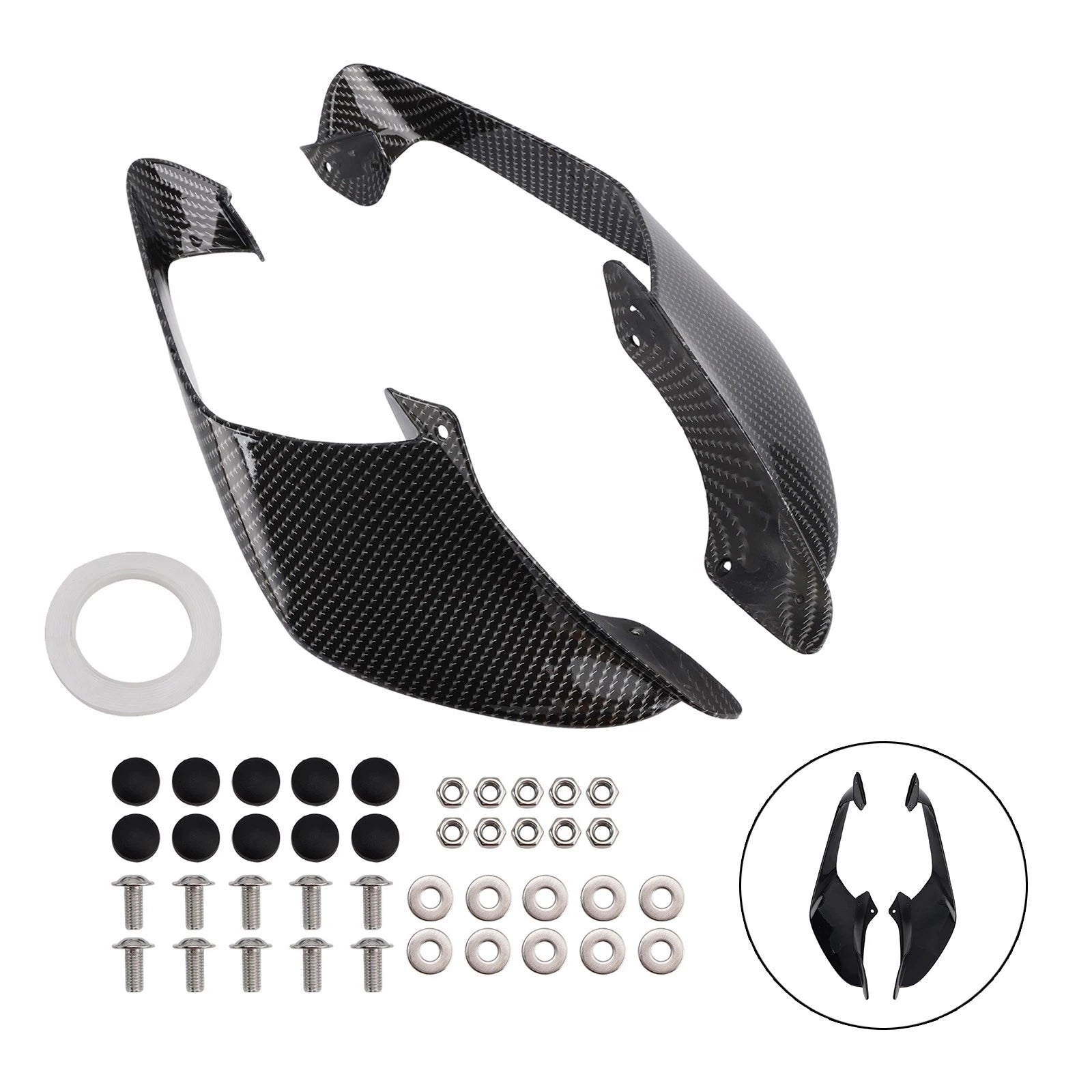 Front Side Winglets for Yamaha YZF R1 R1M (2021–2024) Simulated Carbon