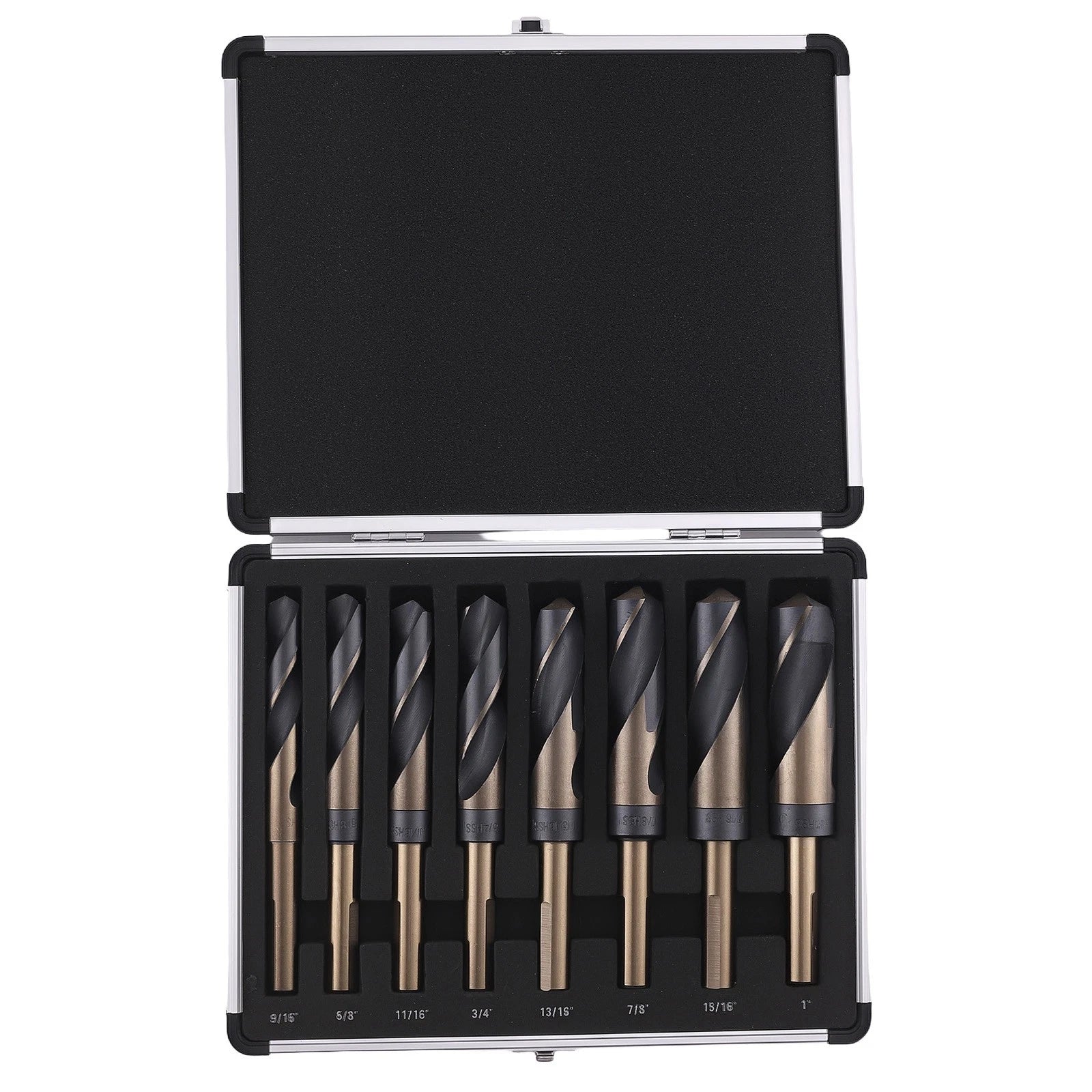 Wood Drilling Bit Kit HSS 8PC 9/16-1" Professional Grade w/ Case Split Point