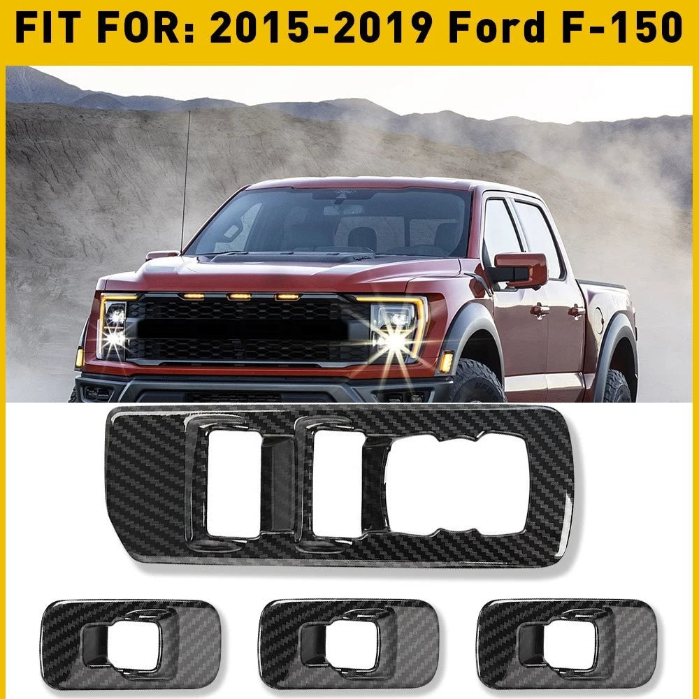 Set of 4 Left Front Door Switch Panels for Ford F150 (2015–2019) Carbon Fiber