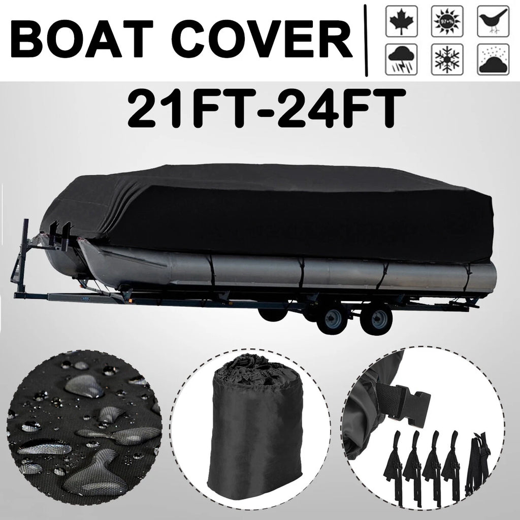 Waterproof Heavy Duty Boat Cover for Pontoon (21-24 ft)