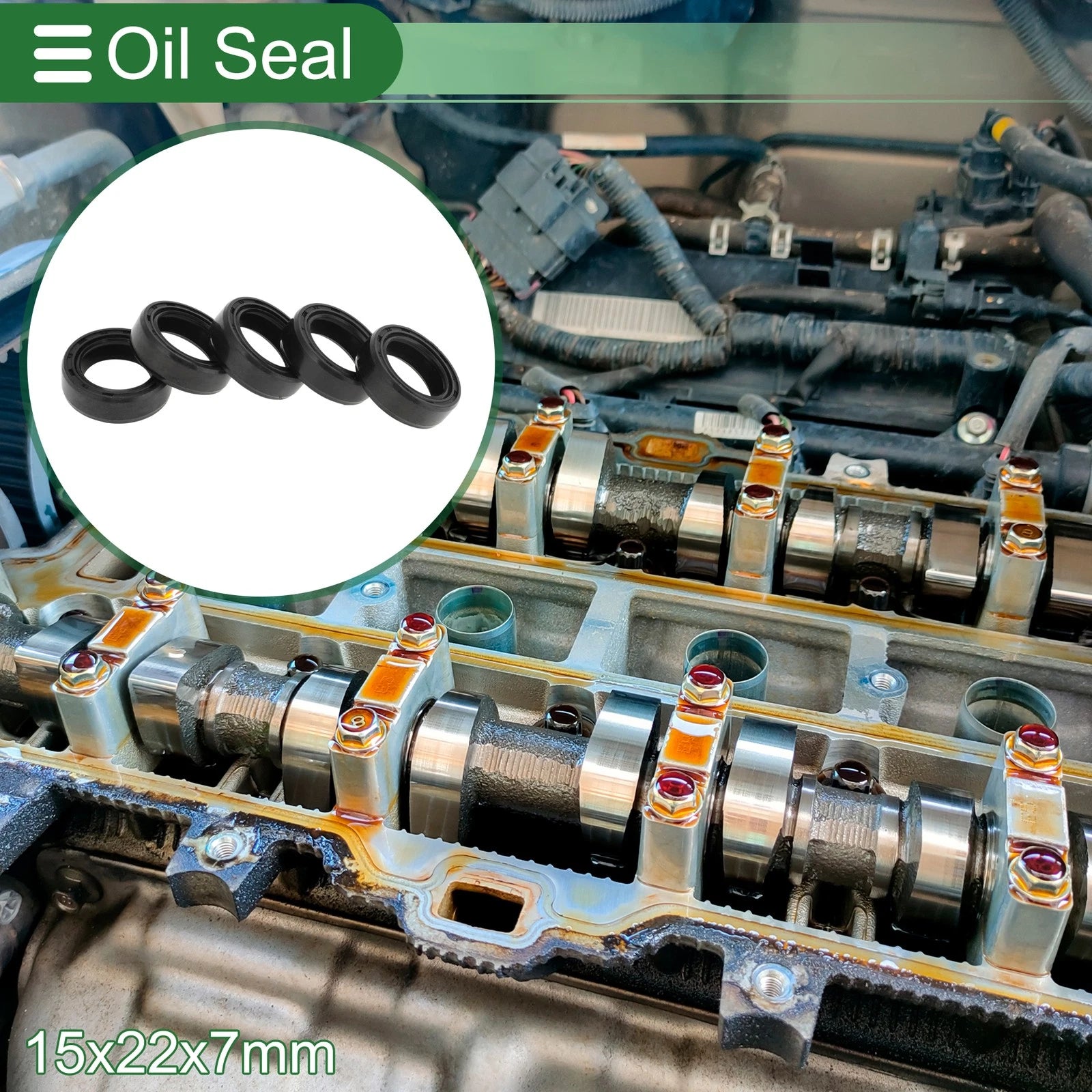 Set of 5 Oil Seal Rotary Shaft Seal NBR Rubber 15x22x7mm
