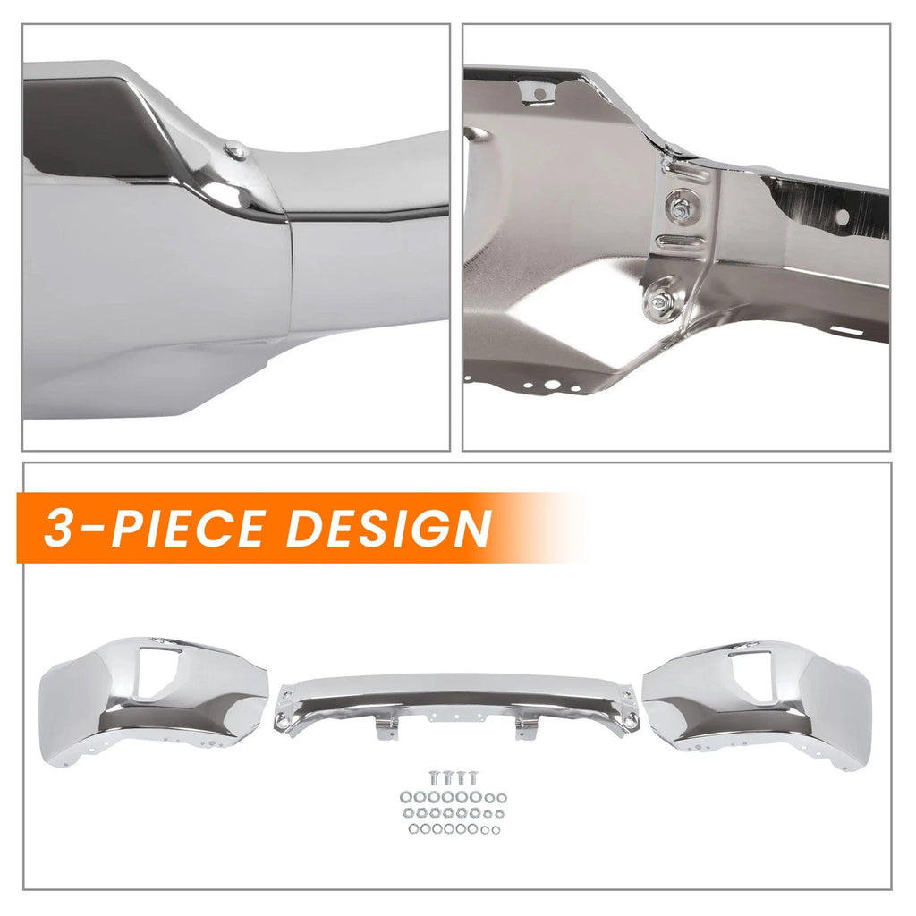 Front Bumper Face Bar for Chevy Silverado 1500 LD (2016–2019) Chrome W/ Fog Holes