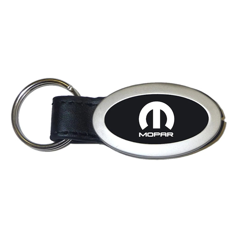 Black Leather Oval Keychain - Officially Licensed for Mopar Vehicles