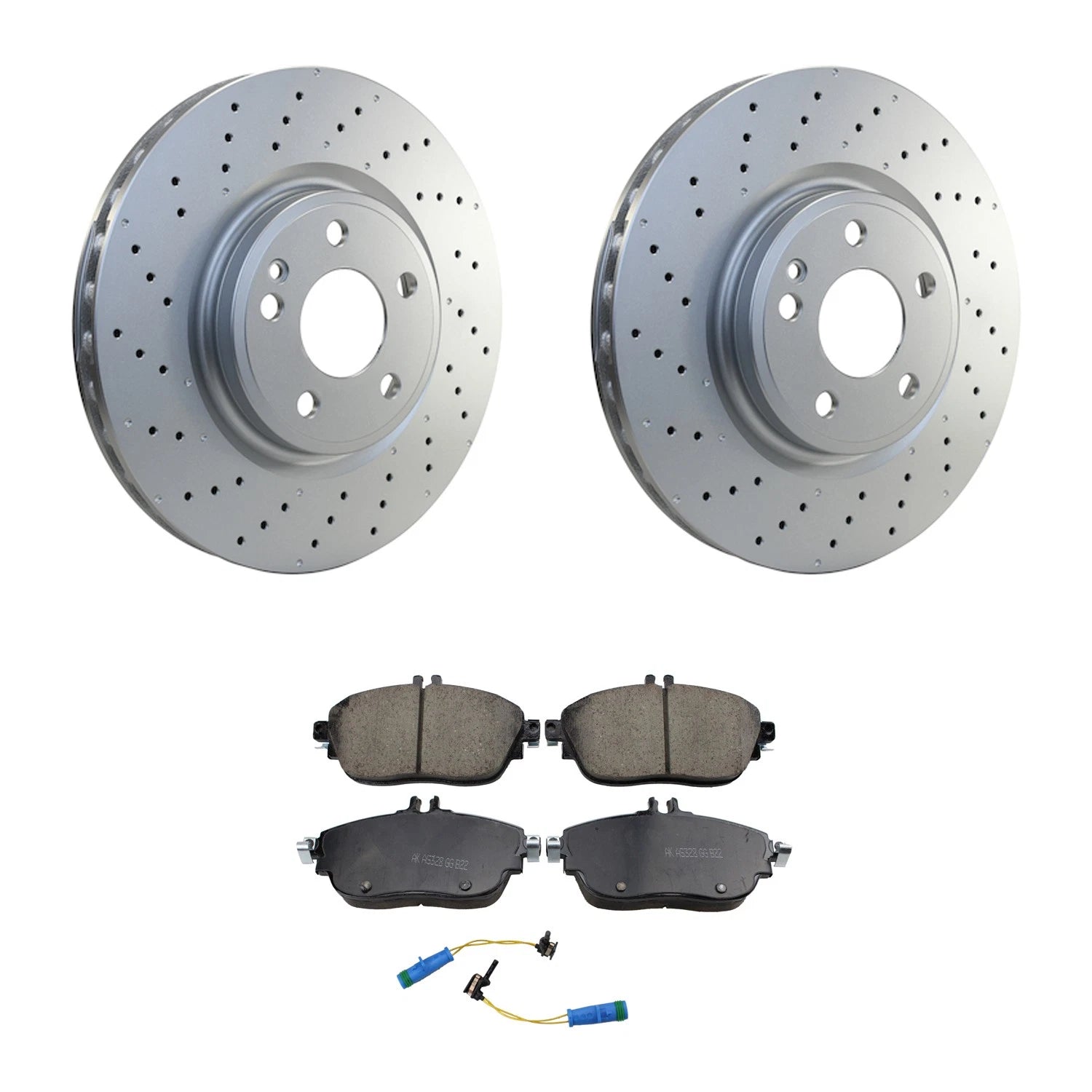 Front Rotors & Akebono EURO Ceramic Brake Pads Kit for Mercedes C117 CLA250 (2014–2019)