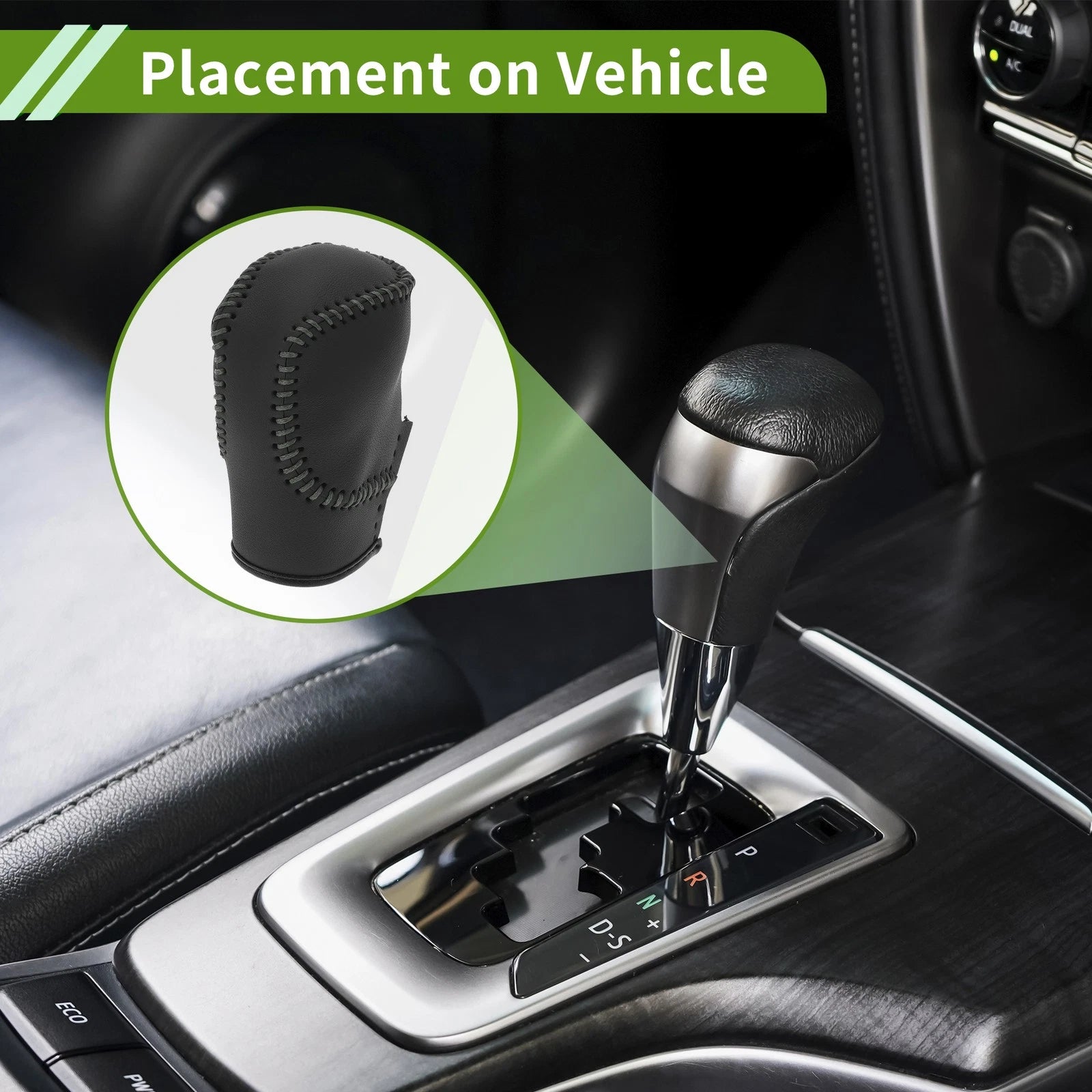 Gear Shift Knob Cover for Honda Civic (2022–2024) Black Grey Faux Leather