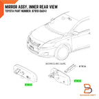 Interior Rear View Mirror for Toyota Yaris, Camry, Hilux, Corolla (2007-2023)