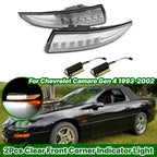 2X Front Sequential Turn Signal Light LED Clear Lens for Chevy Camaro (1993–2002)