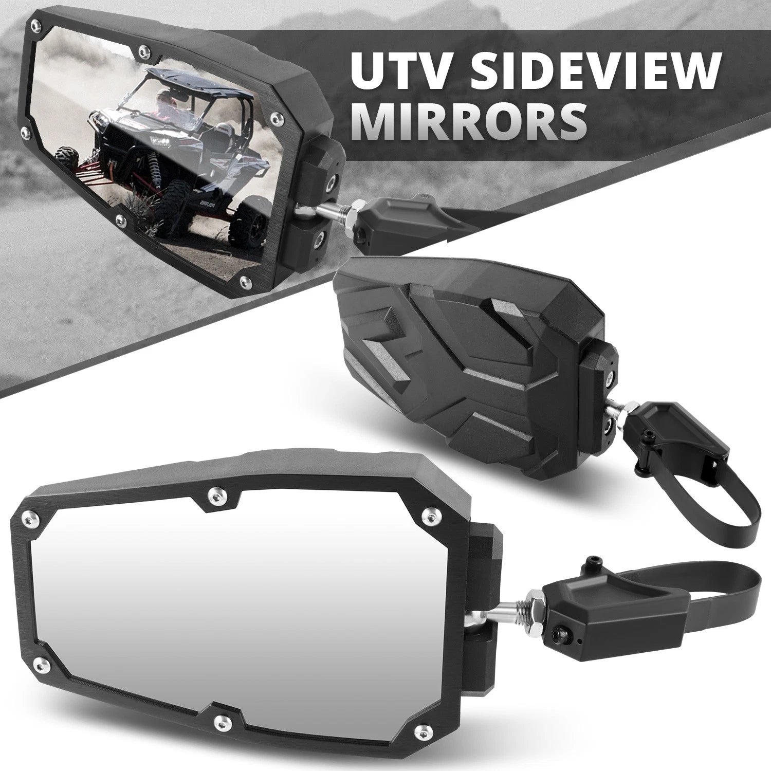 2" Adjustable Sideview Mirrors for Universal UTV Roll Cage Bar Mount