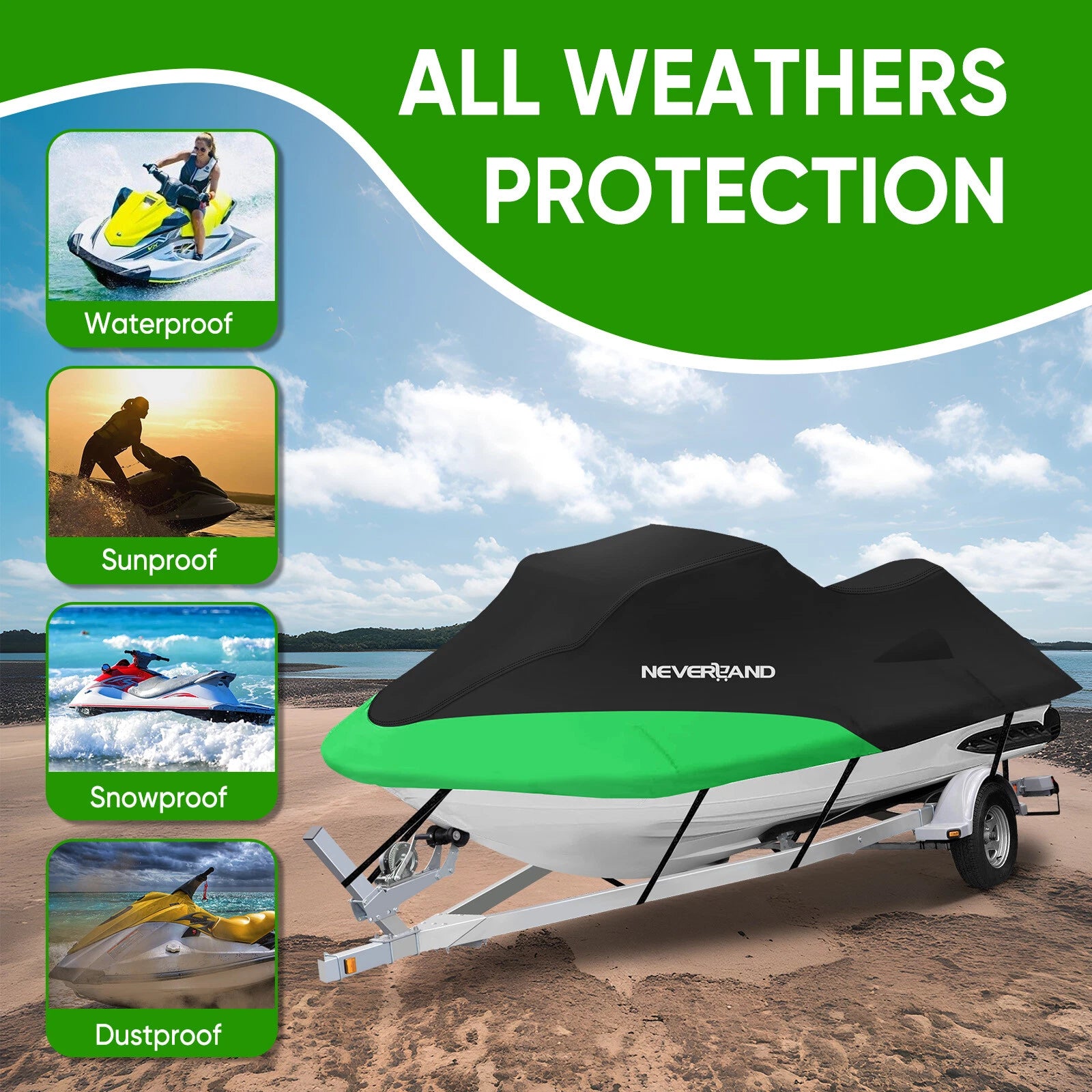 Watercraft Jet Ski Cover 135" Waterproof UV Dust Rain Snow Protector