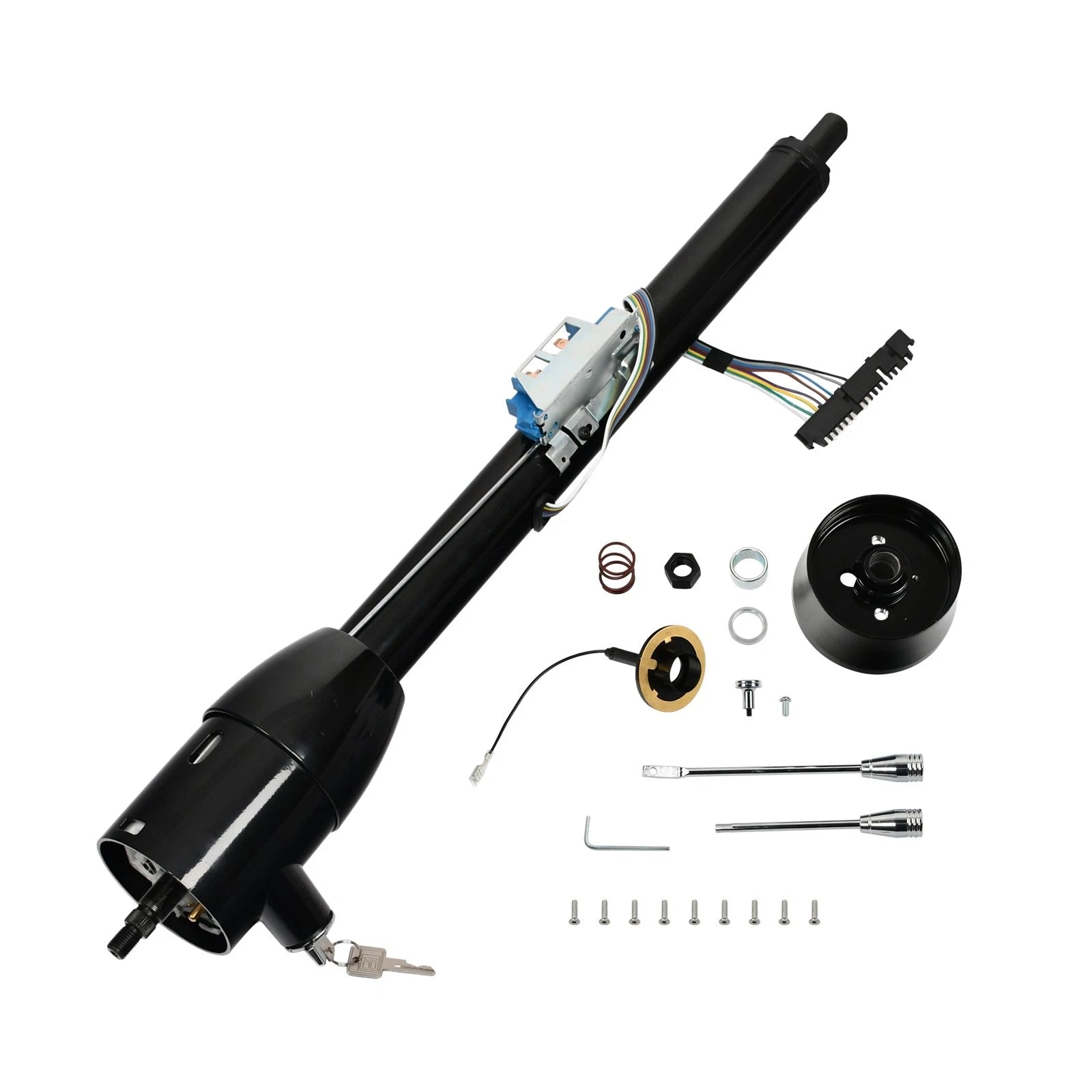 30" Black Tilt Manual Steering Column for GM (W/Key & 9 Bolt Adapter)