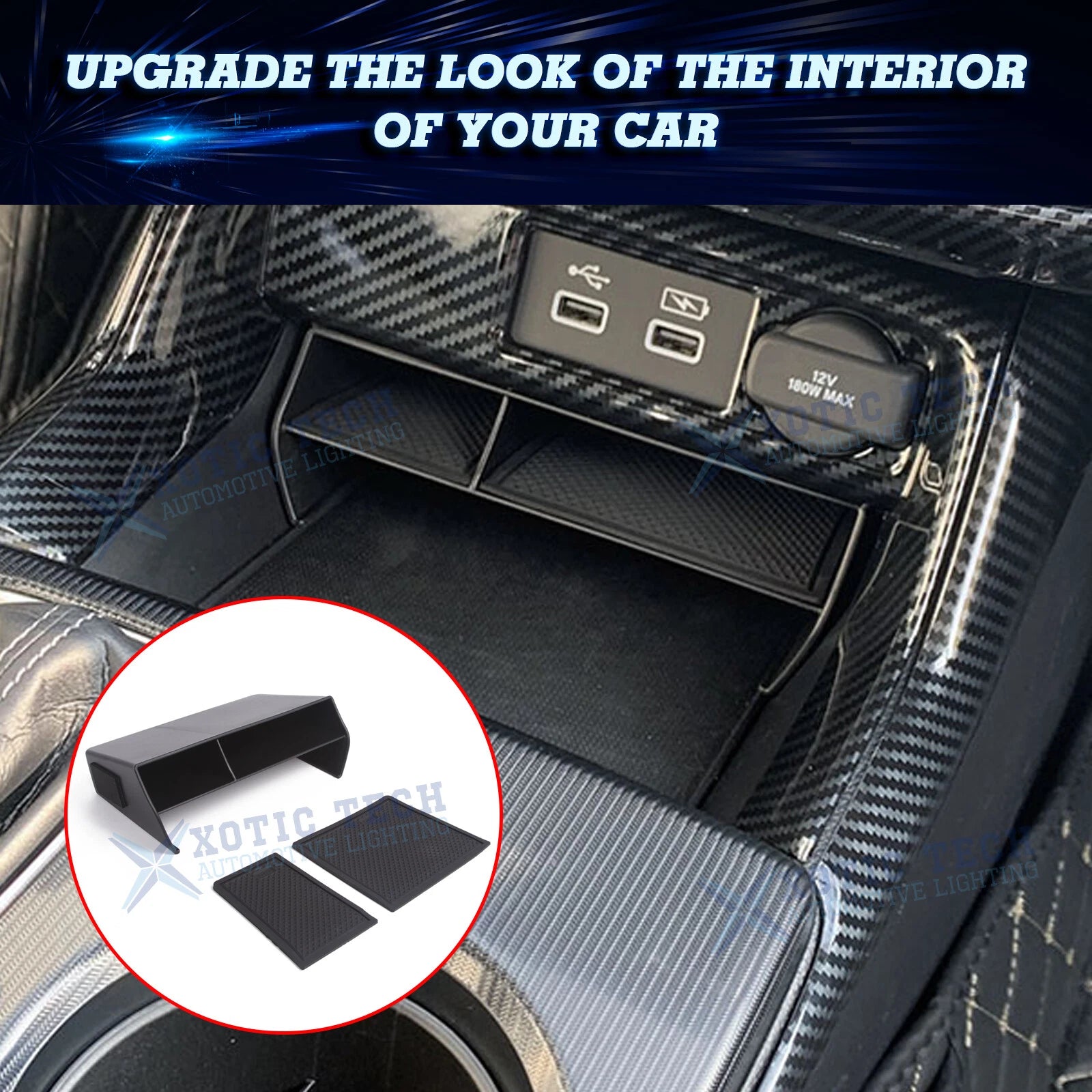 Black Inner Center Console Organizer Storage Box for Honda Civic (2022-2026)