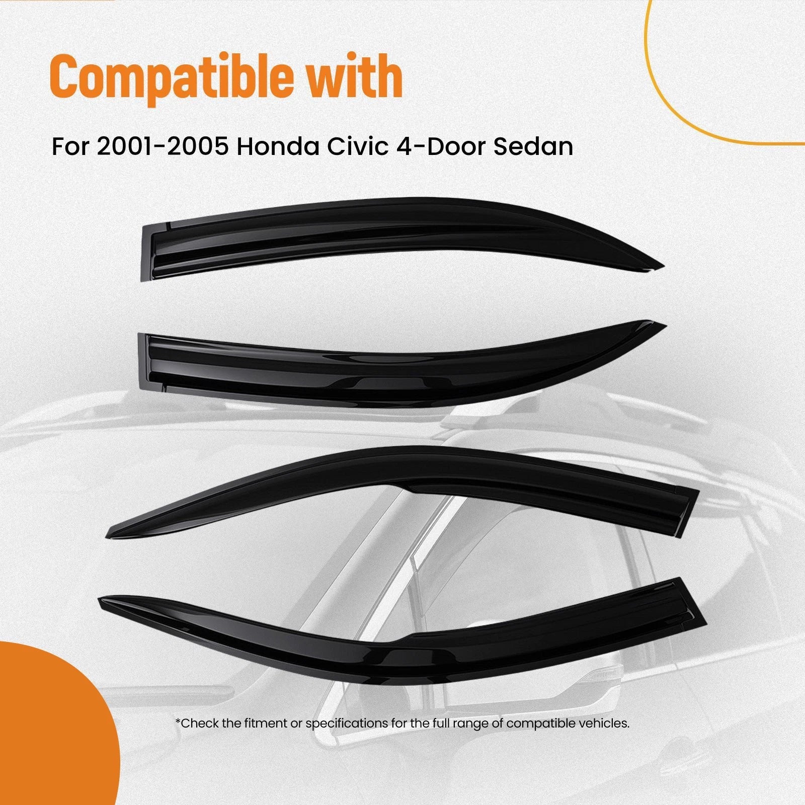 Set of 4 Window Visors for Honda Civic Sedan (2001–2005)