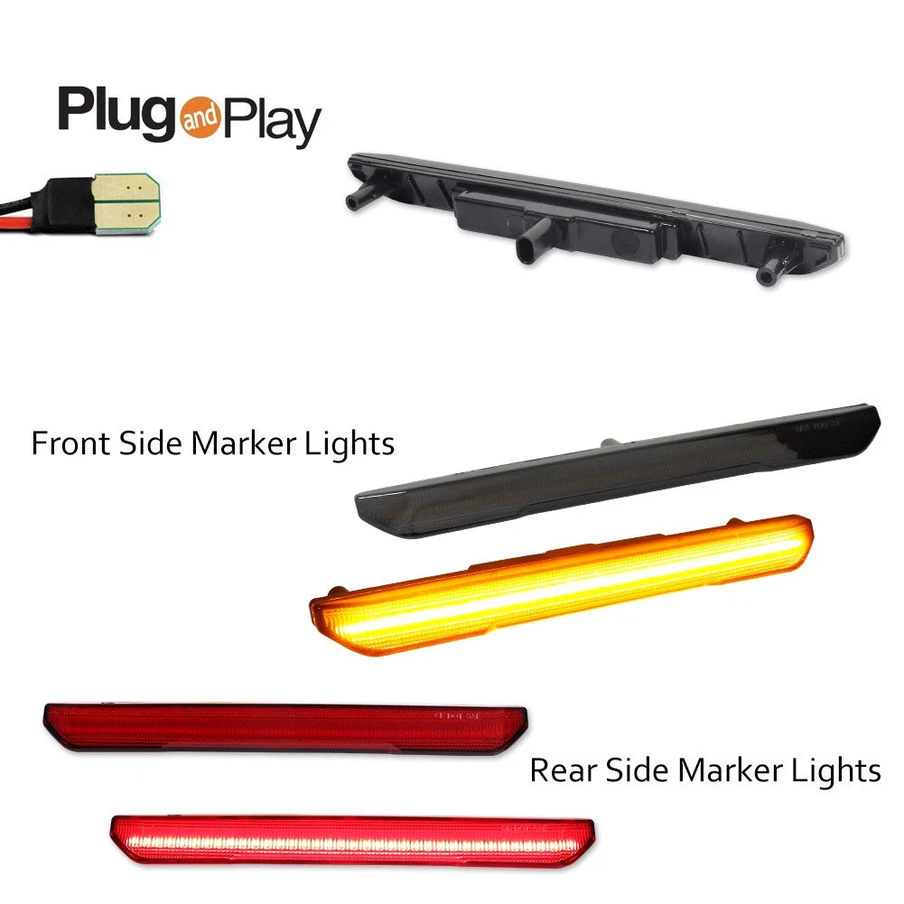 Set of 4 LED Front Rear Side Marker Lights for GMC Sierra 2500 3500 HD (2020–2024)