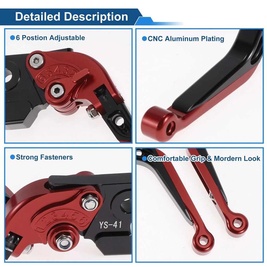Adjustable Brake Clutch Levers for Suzuki GSXR150 (2017–2020) Red Black