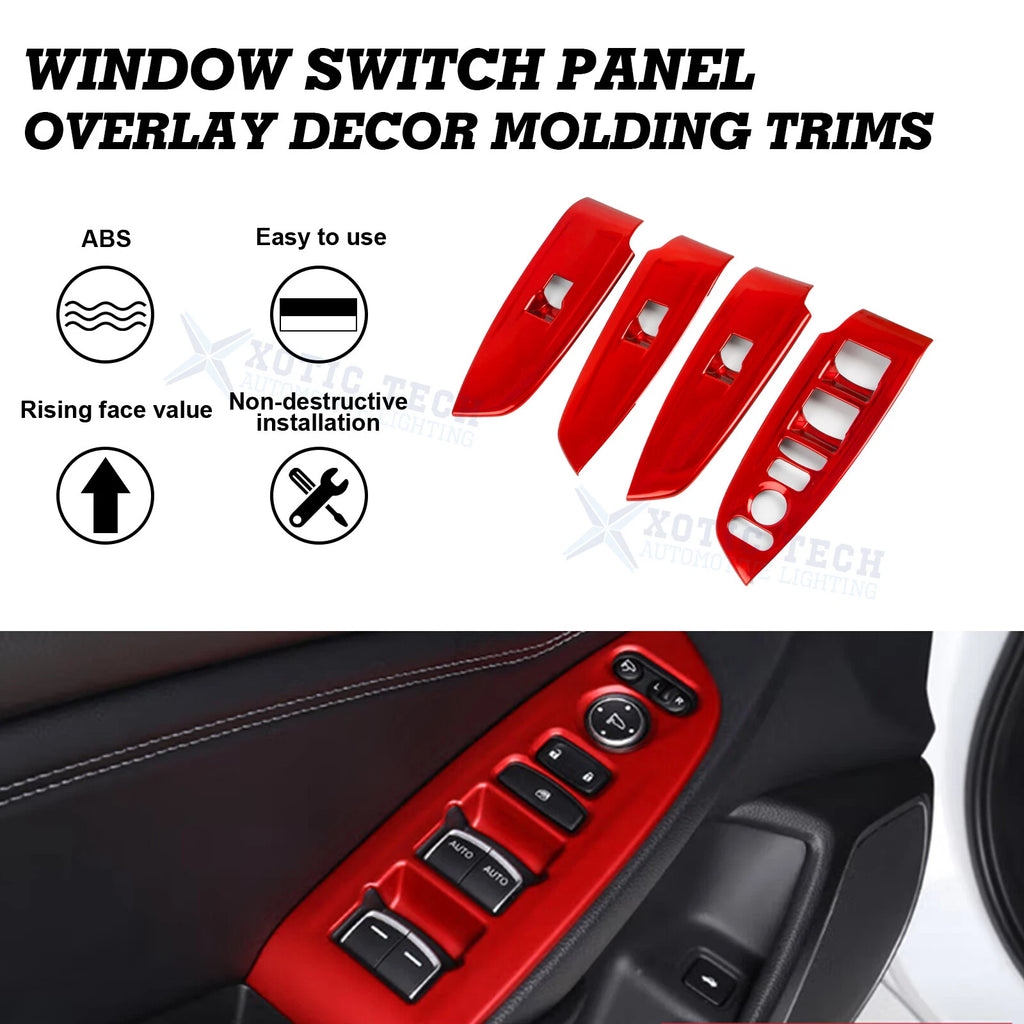 Red Interior Window Switch Button Decor Moulding Cover for Honda Accord (2018-2022)