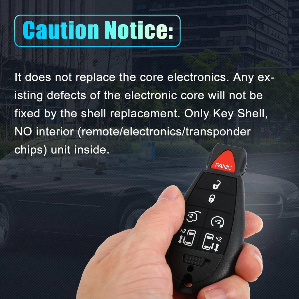 7 Button Keyless Entry Remote Key Shell Cover for Dodge Chrysler (No Chip)
