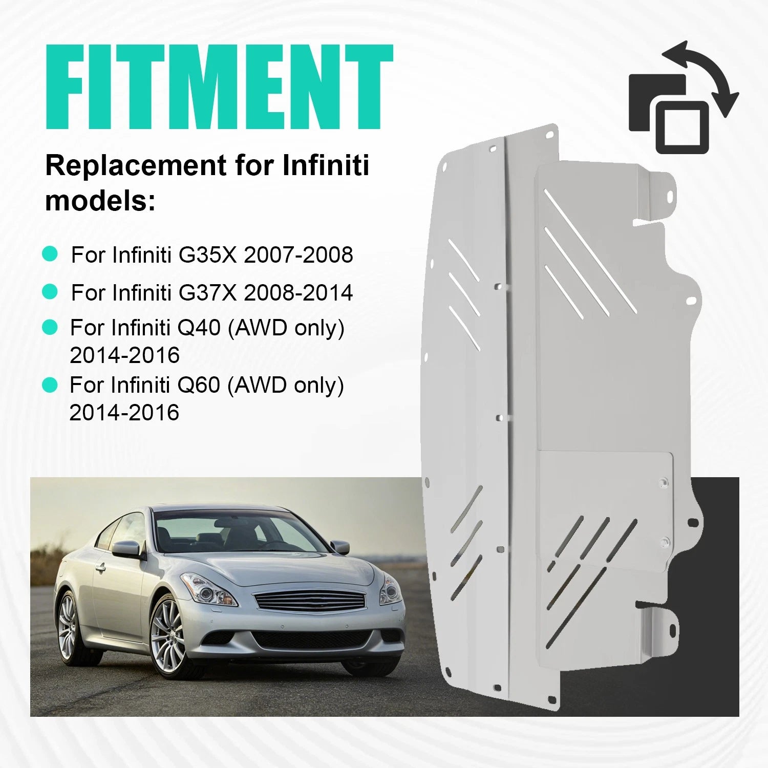 Aluminum Engine Splash Shield Cover Guard for Infiniti G37X G35X (2008–2016)