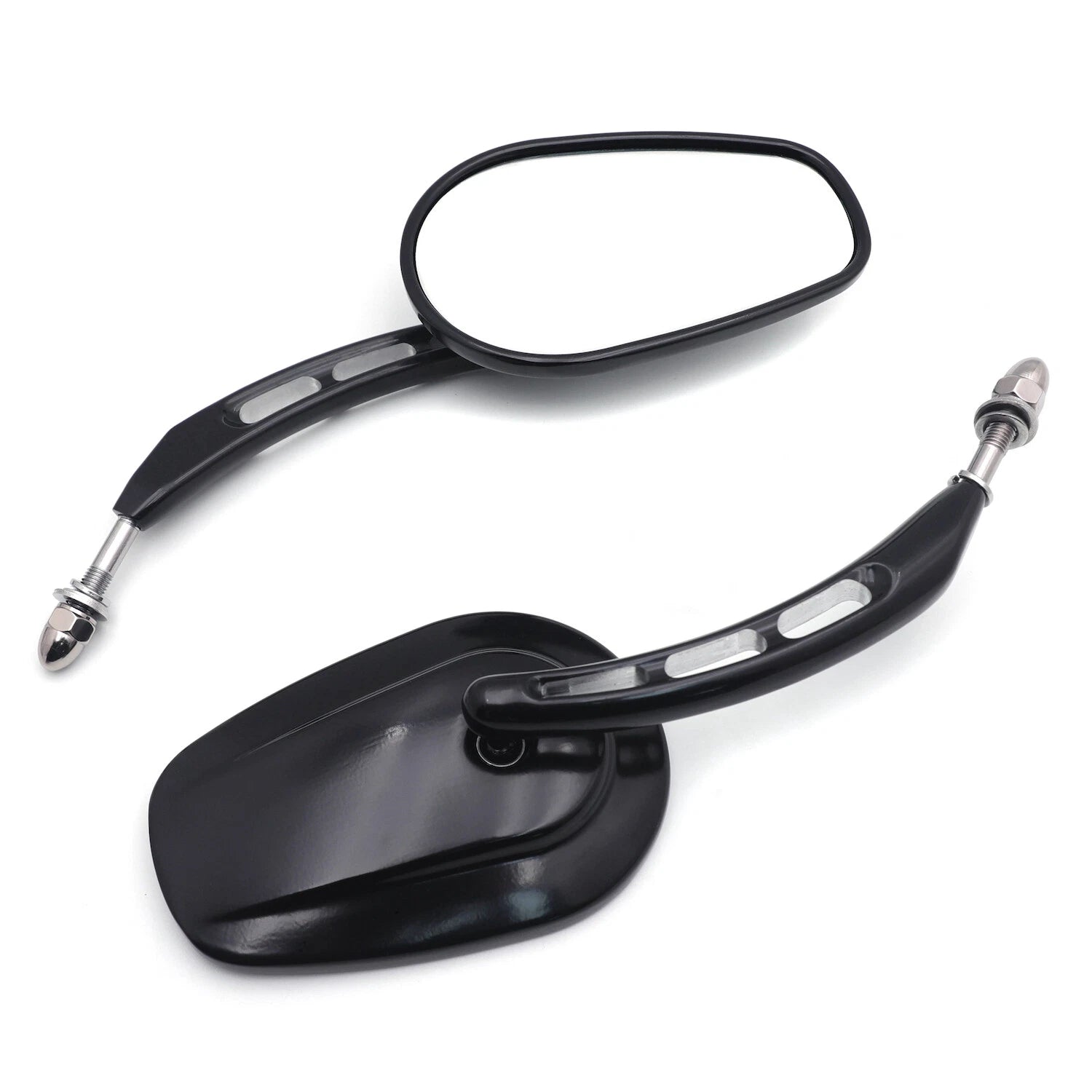 Black Big Side Mirrors 8mm for Harley Dyna Super Glide Convertible (2005–2017)