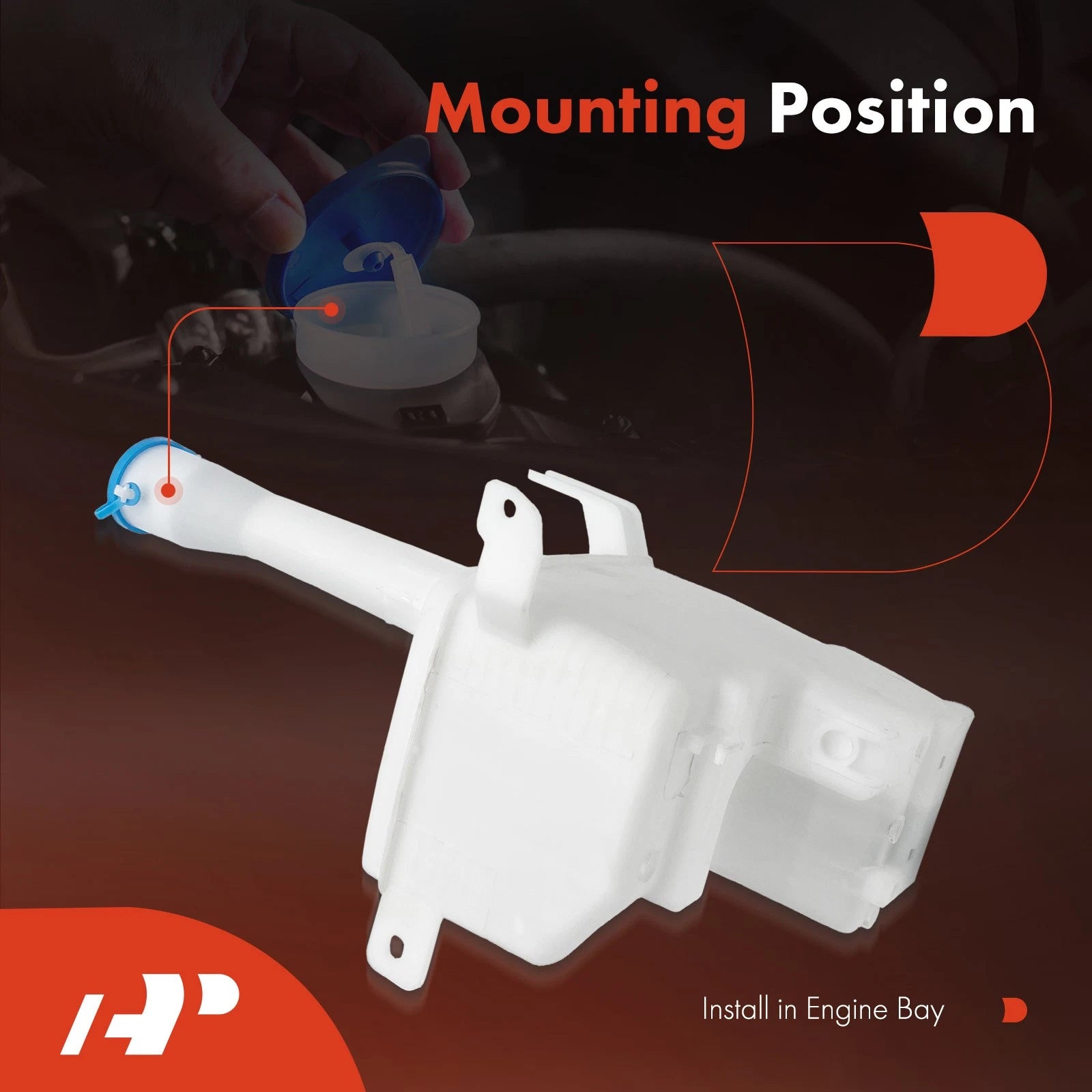 Windshield Washer Reservoir with Pump & Cap for Mitsubishi Lancer (2002-2007)