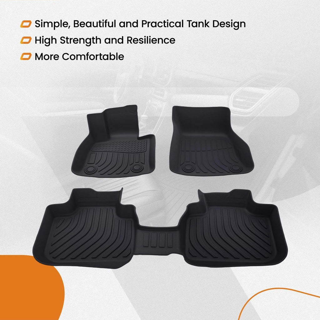 Set of 2 Black TPE Floor Mats for BMW X1 F48/X2 (2016–2022) Waterproof