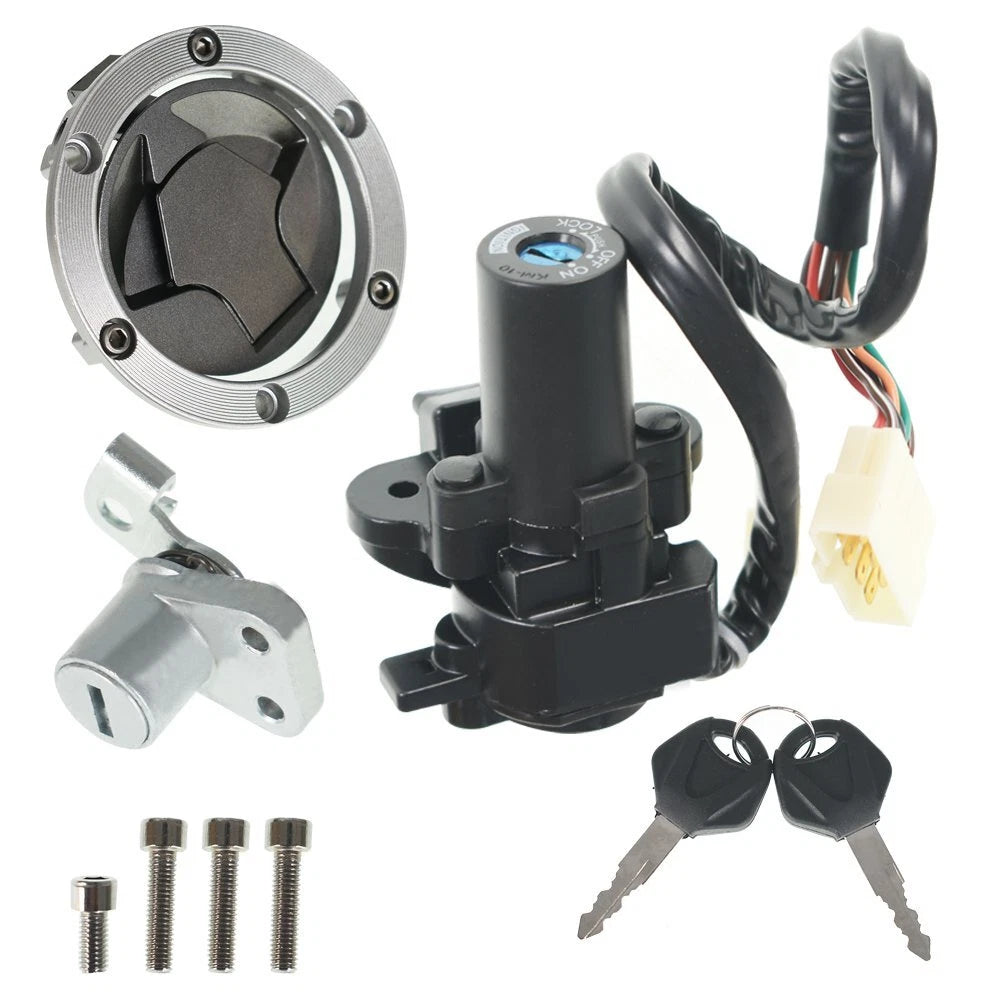 Ignition Switch Lock Gas Cap Cover Set for Kawasaki Ninja 250R (2008-2012)