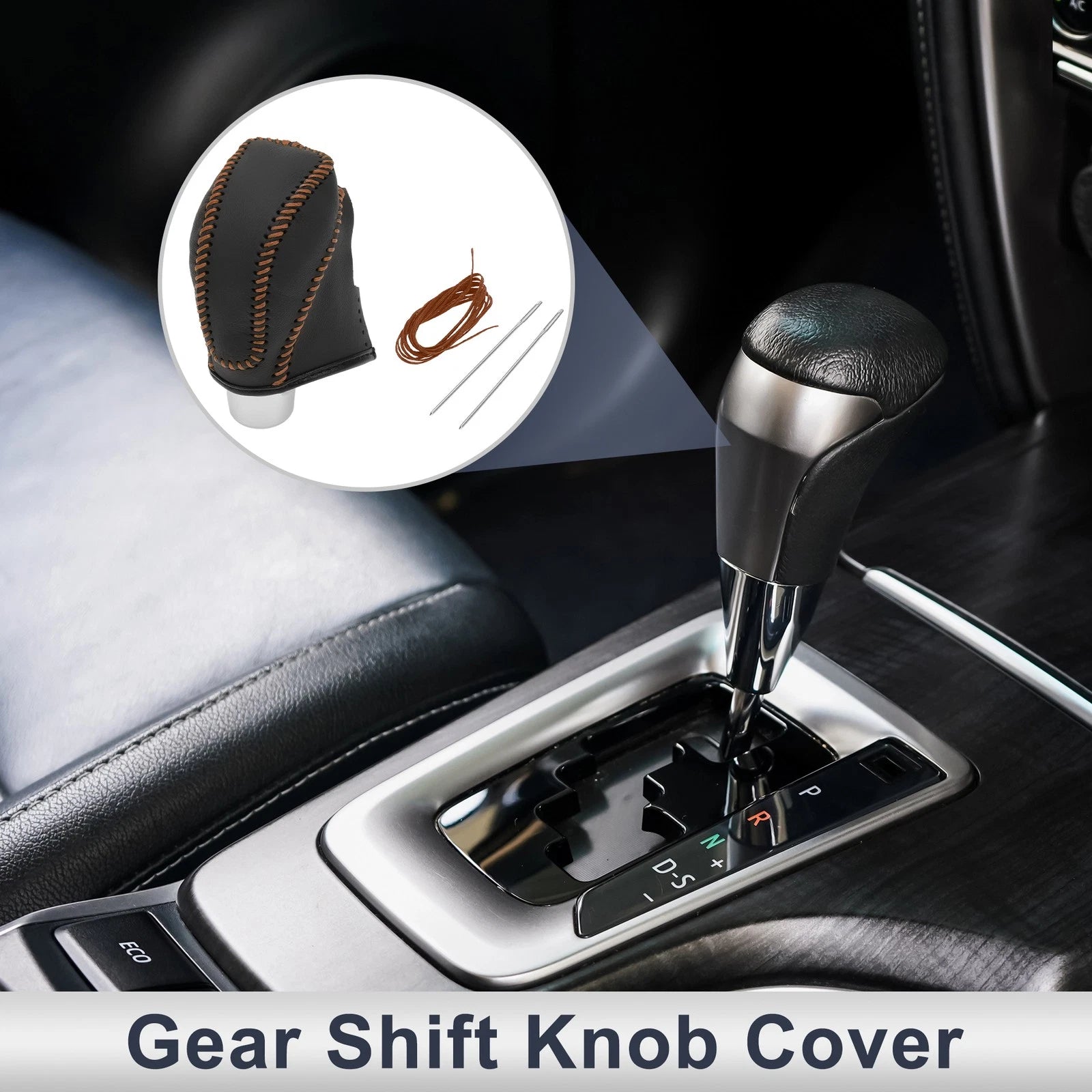 Gear Shift Knob Cover for Subaru Impreza (2017–2023) Black Brown Faux Leather