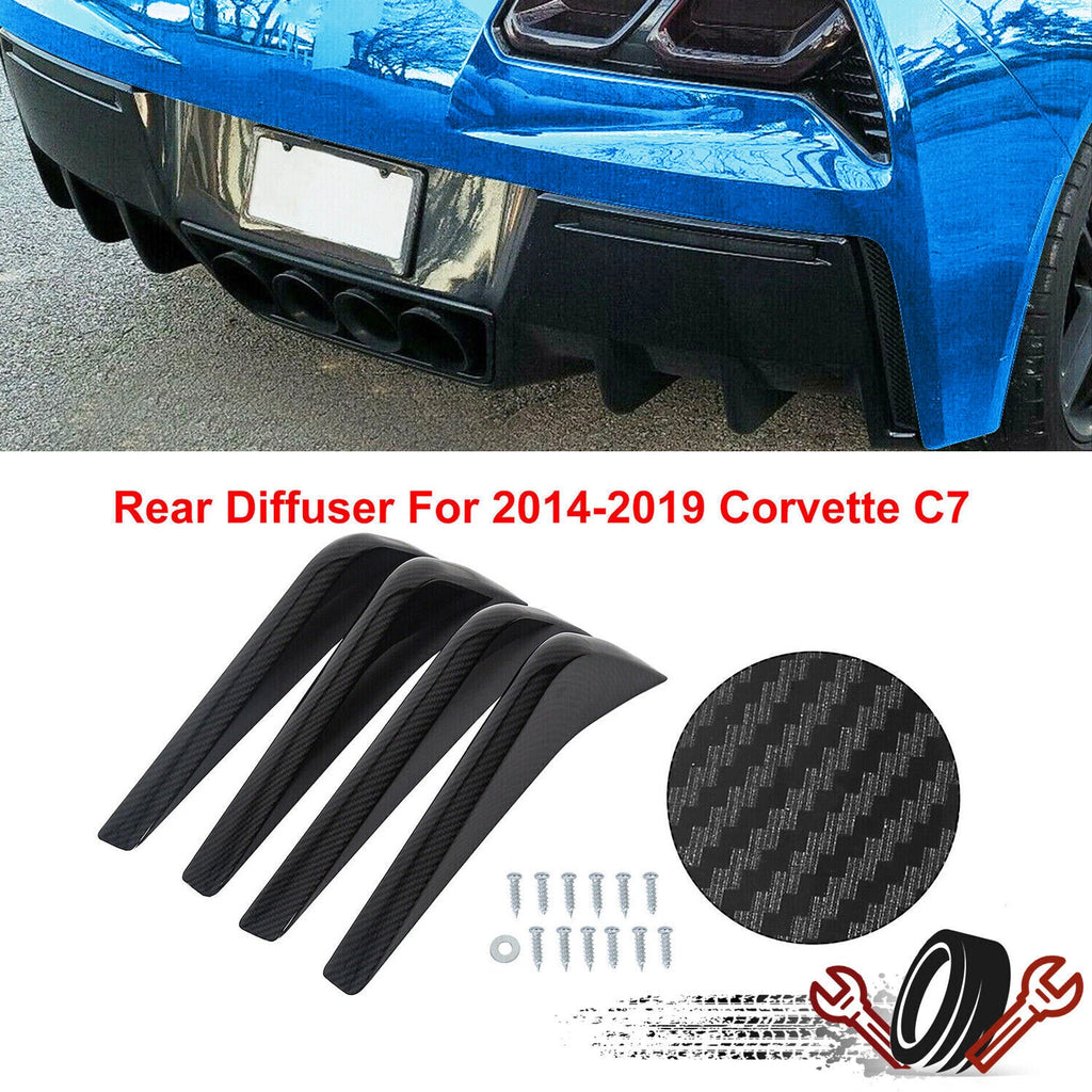 Set of 4 Rear Lower Air Diffuser Fins for Chevrolet Corvette C7 (2014–2019)