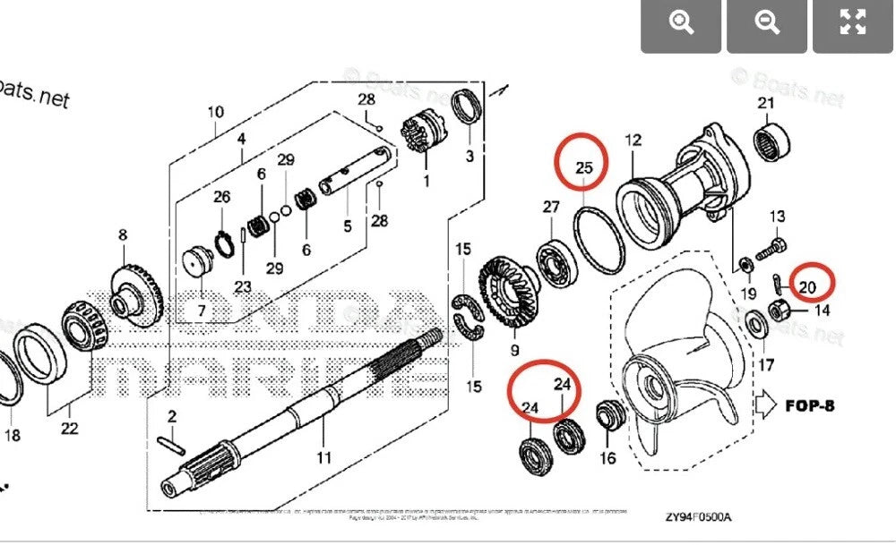 Lower Gearcase Seal Kit for Honda BF135A BF140A BF150A 91252-ZY3-003 91351-ZY3-003