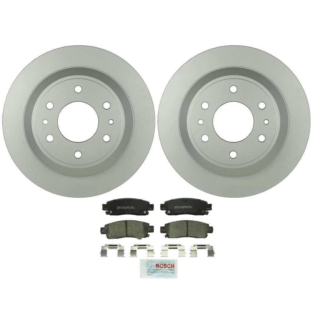 2X Bosch Rear Vented Rotor 329mm Ceramic Disc Brake Pads Kit for Buick Chevy GMC