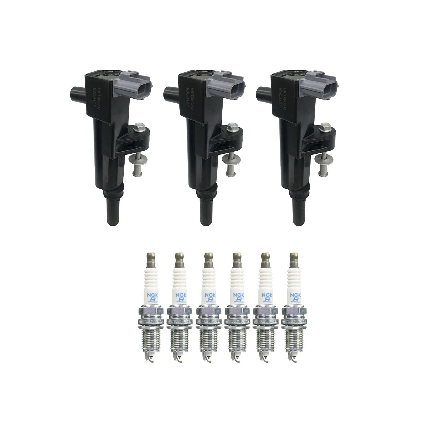 Set of 3 Ignition Coils & 6 NGK Platinum Spark Plugs for Ram 1500 (2002–2008)
