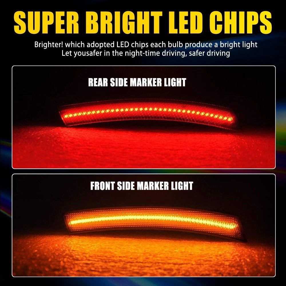 Amber & Red LED Side Marker Indicator Lights for Mini Cooper (2002–2008)