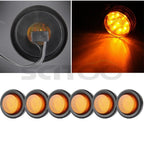 6PCS Amber 2" Round 9LED Clearance Side Marker Lights for Freightliner Peterbilt